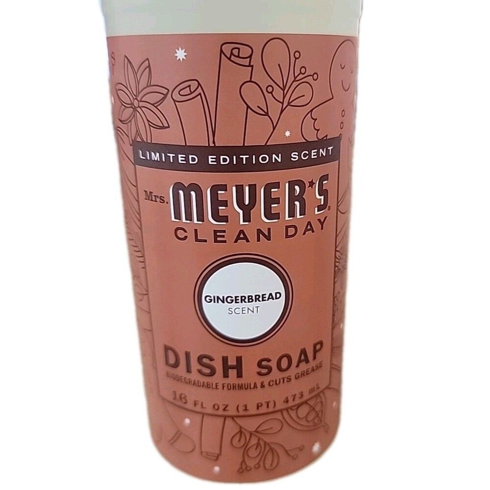 4 Piece Set Mrs Meyers Dish Soap Hand Soap Cleaner Candle All Gingerbread Scent - Picture 2 of 6